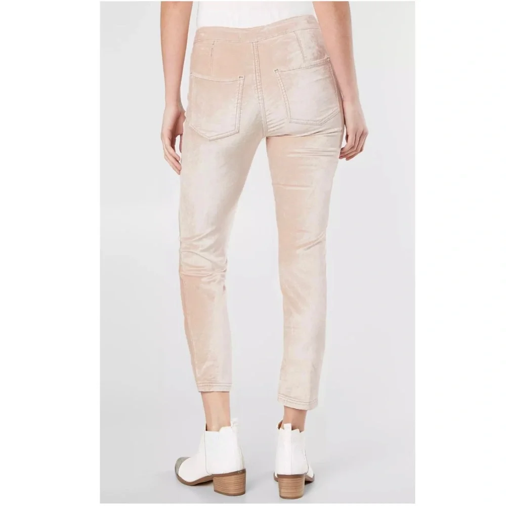 Free People Velvet Champagne Cream High Waist Cropped Skinny Pants Size 26, 2 - Picture 4 of 11